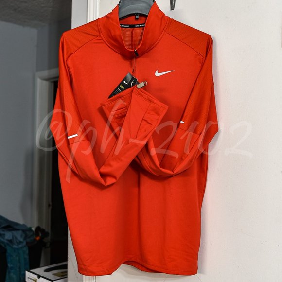 Nike Dri-FIT Men's 1/2-Zip Running Top RED - Picture 5 of 8